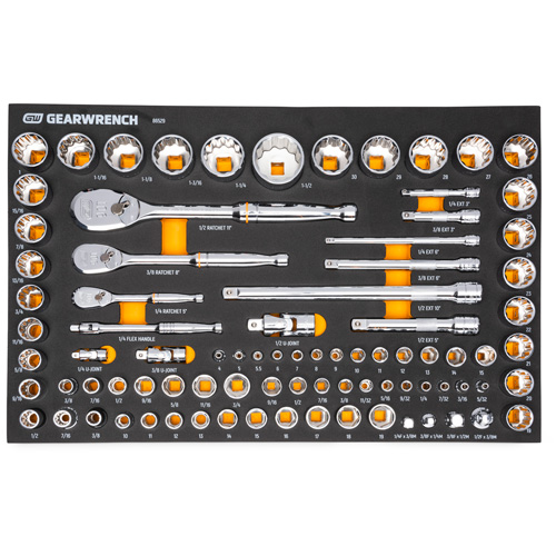 1/4", 3/8" & 1/2" 90-Tooth SAE/Metric Mechanics Tool Set with Foam Storage Tray