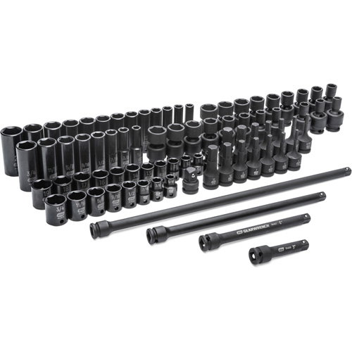 6 Point SAE/Metric Master Socket Set, 80 Pcs, Impact, 3/8" Drive Size, Deep