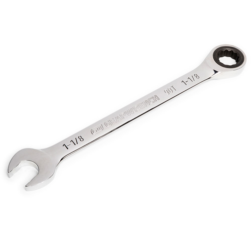 90-Tooth Ratcheting Combination Wrench, 12 Point, 1-1/8", Chrome Finish