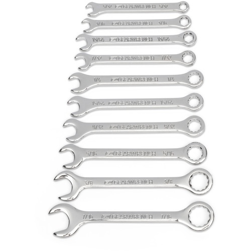 SAE Midget Wrench Set, Combination, 10 Pieces, Imperial