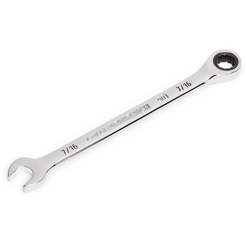 90-Tooth Ratcheting Combination Wrench, 12 Point, 7/16", Chrome Finish
