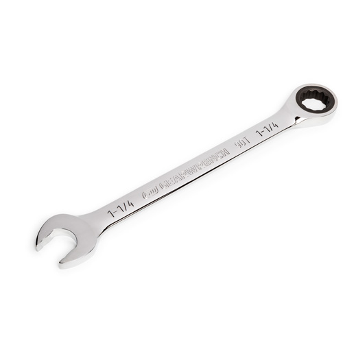90-Tooth Ratcheting Combination Wrench, 12 Point, 1-1/4", Chrome Finish