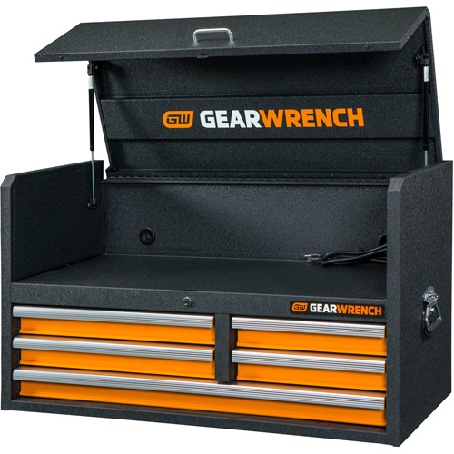 Tool Chest, 40-3/5" W, 5 Drawers, Black/Orange