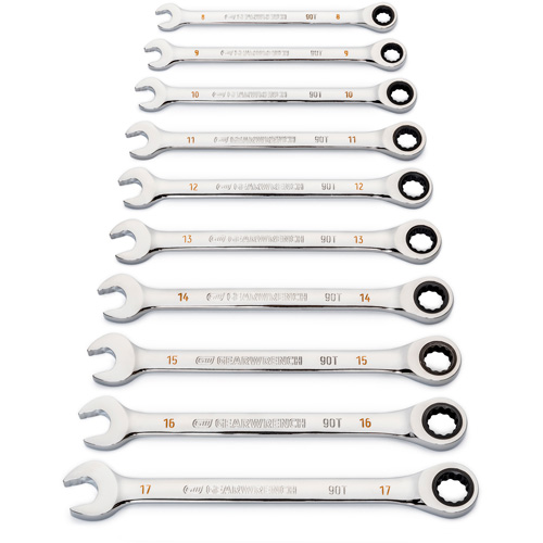 90-Tooth 12 Point Wrench Set, Ratcheting Combination, 12 Pieces, Metric