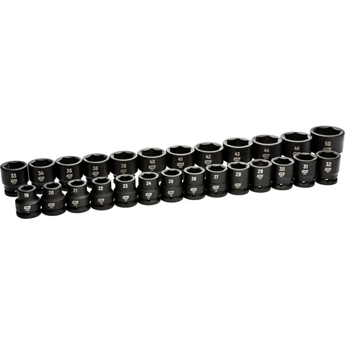 6 Point Metric Socket Set, 26 Pcs, Impact, 3/4" Drive Size