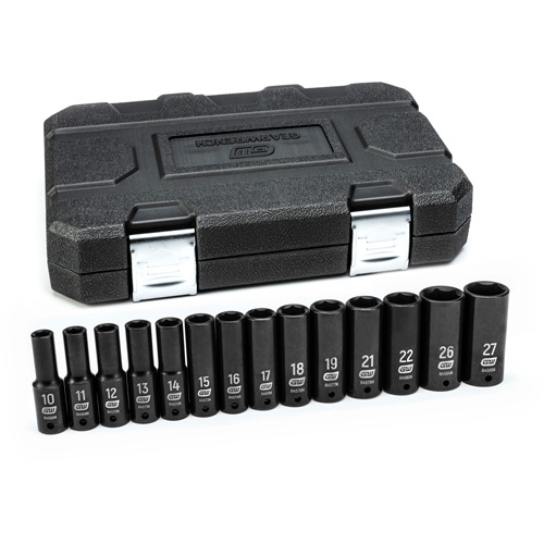 6 Point Metric Socket Set, 14 Pcs, Impact, 1/2" Drive Size, Deep