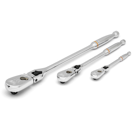 1/4", 3/8" & 1/2" Drive 90-Tooth Locking Teardrop Ratchet Set