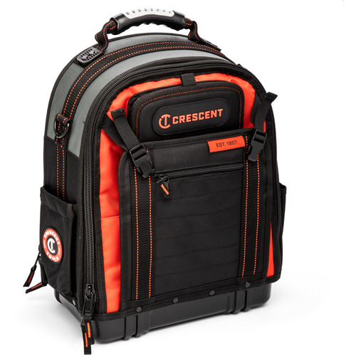 Tradesman Backpack, 18" L x 10" W, Black/Grey/Orange, Polyester