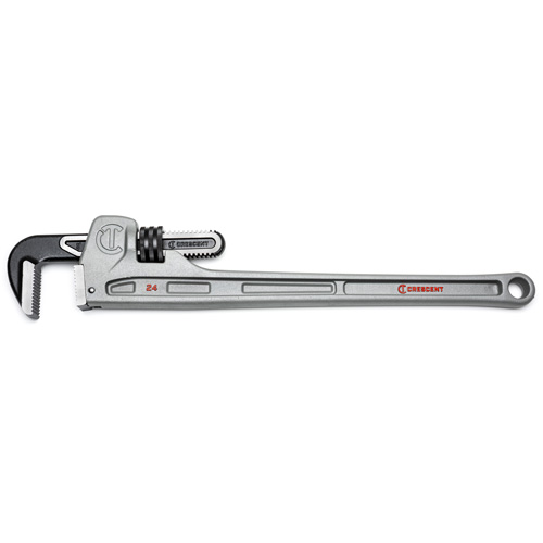 Pipe Wrench, 3-1/2" Jaw Capacity, 24" Long, Powder Coated Finish, Ergonomic Handle