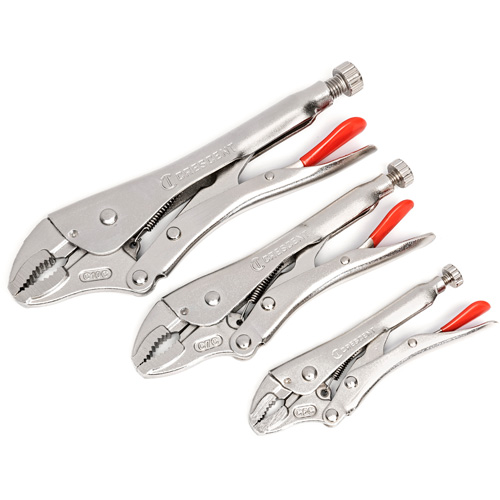 Curved Jaw Locking Pliers with Wire Cutter Set, 3 Pieces