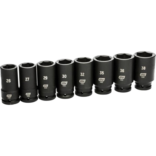 6 Point SAE Socket Set, 8 Pcs, Impact, 3/4" Drive Size, Deep