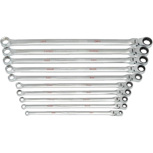 120XP™ Universal Spline XL Flex Head GearBox™ Wrench Set, Ratcheting Box, 10 Pieces, Imperial