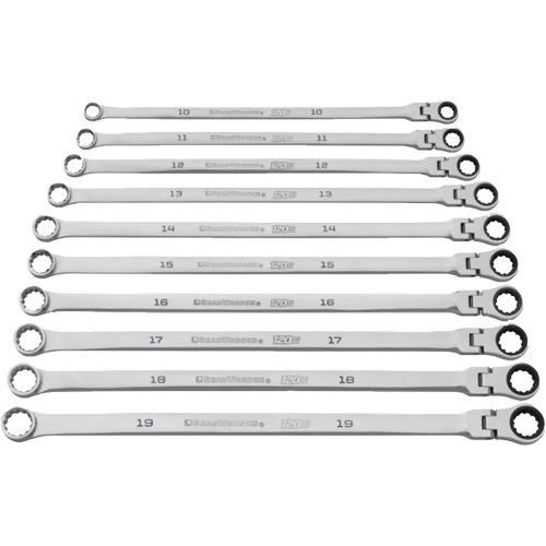 120XP™ Universal Spline XL Flex Head GearBox™ Wrench Set, Ratcheting Box, 10 Pieces, Imperial