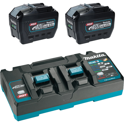 XGT Dual Port Rapid Charger Starter Kit with (2) 8 Ah Batteries, 40 V, Lithium-Ion