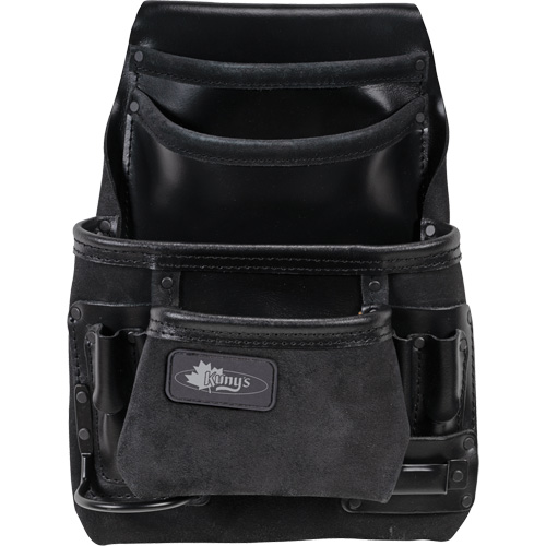 Phantom Collection Heavy-Duty Nail & Tool Bag, Leather, 10 Pockets, Black