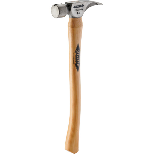 Titanium Smooth Face Hammer with Curved Hickory Handle, 14 oz., Wood Handle, 18" L