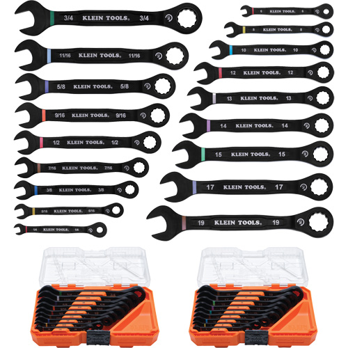 Wrench Set, Ratcheting Combination, 18 Pieces, Imperial and Metric
