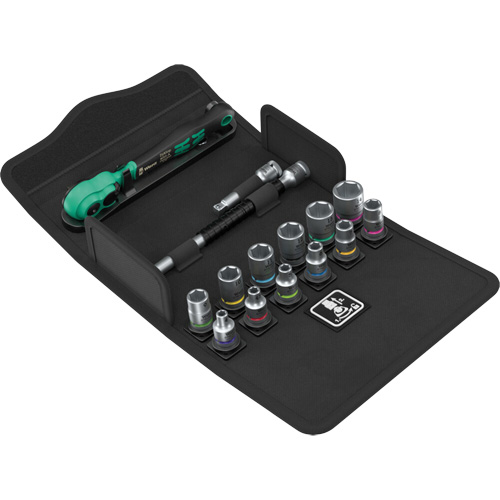 SA 13 Zyklop Comfort Ratchet Set with Reversing Lever, 15 Pcs, 1/4" Drive Size
