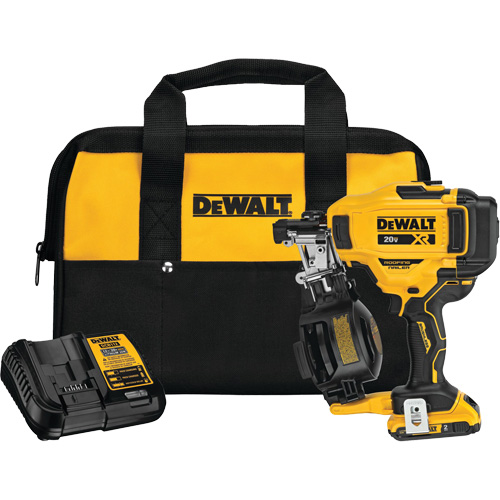 15° Cordless Coil Roofing Nailer Kit, 20 V, Lithium-Ion
