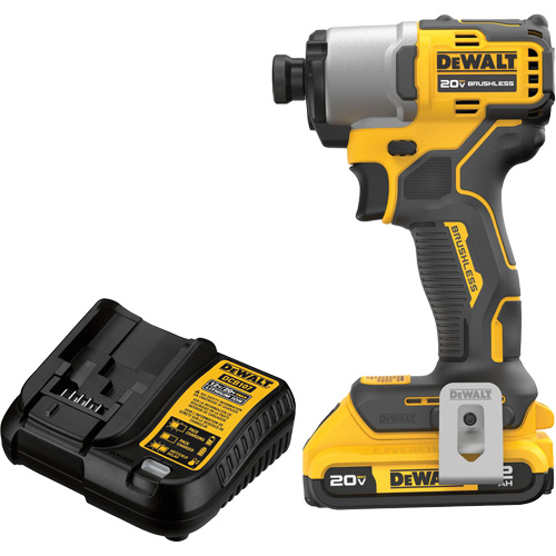 Brushless Cordless Impact Driver Kit, 1/4", 1700 in-lbs Max. Torque, 20 V, Lithium-Ion