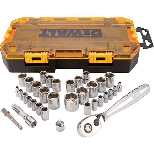 1/4" & 3/8" Drive Socket Set, 34 Pcs
