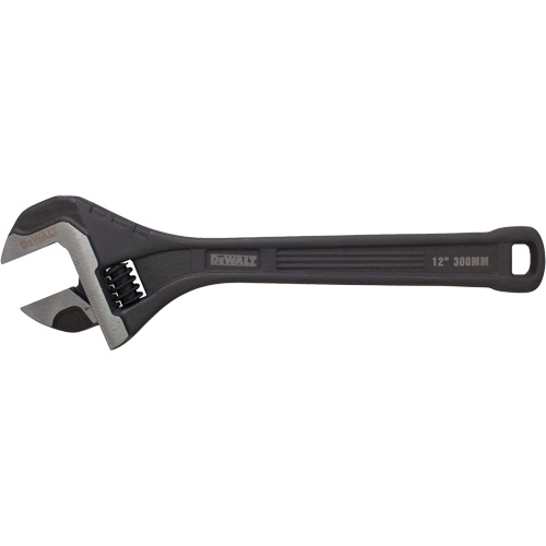 All Steel Adjustable Wrench, 12" L, Black/Plain
