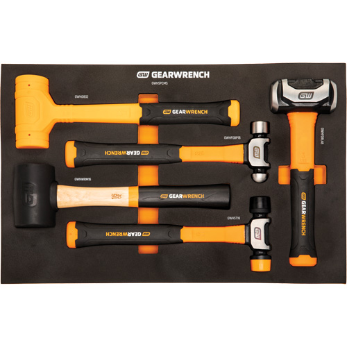 Mixed Hammer Set in Foam Storage Tray, 5 Pieces
