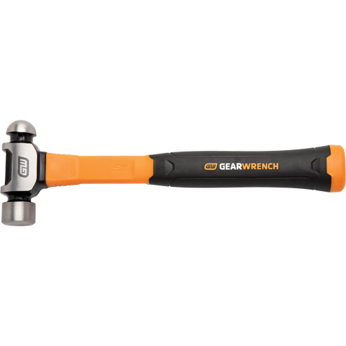 Ball Pein Hammer, 16 oz. Head Weight, Plain/Polished Face, Fibreglass Handle