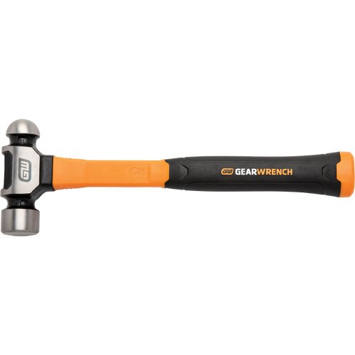 Ball Pein Hammer, 24 oz. Head Weight, Plain/Polished Face, Fibreglass Handle