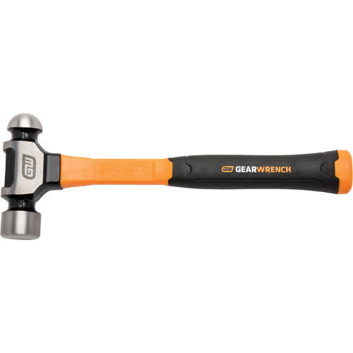 Ball Pein Hammer, 32 oz. Head Weight, Plain/Polished Face, Fibreglass Handle