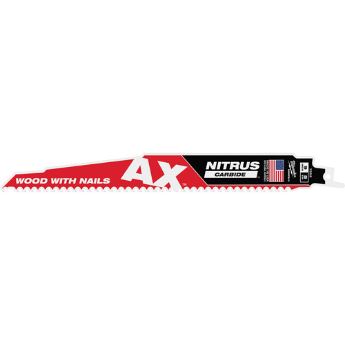 AX™ With NITRUS™ Carbide Teeth SAWZALL® Blade for Wood with Nails, Carbide, 5 TPI, 9" L