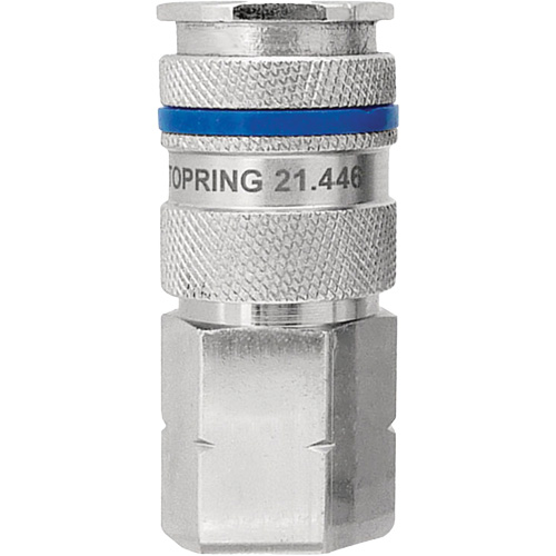 QUIKSILVER Industrial Quick Coupler, Nickel Plated Brass, 1/4", Female NPT, 435 PSI