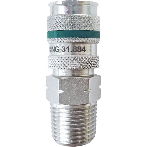QUIKSILVER Ultraflo 7.8 mm Quick Coupler, Zinc-Plated Steel, 1/2", Male NPT, 362 PSI