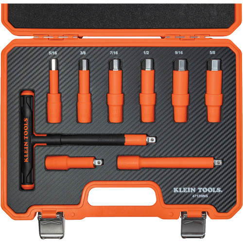Insulated T-Handle & Hex Bit Set with Case, 1000 V, 9 Pcs