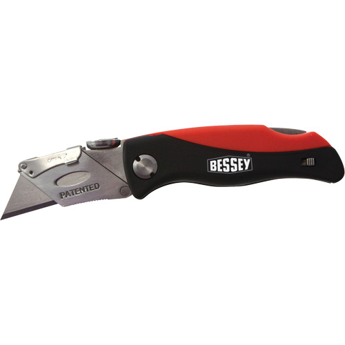 Folding Utility Knife, 2-3/8" Blade, Plastic/Cushion Handle