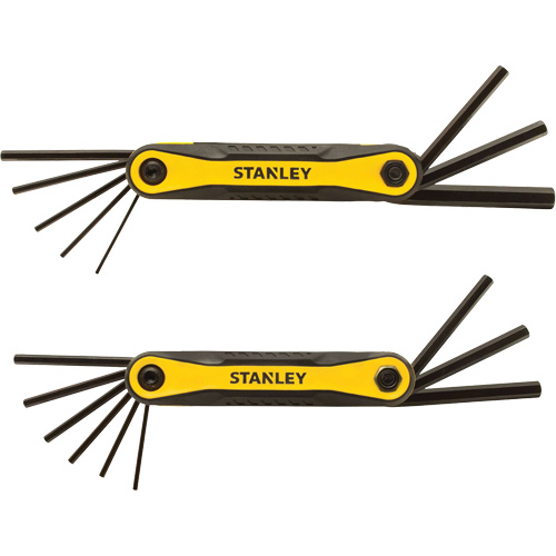 2-Piece Durable Folding Hex Keys, 8 Pcs., Metric & Imperial