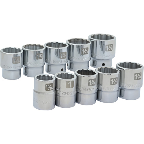 12-Point SAE Socket Set, 10 Pcs, 3/4" Drive Size