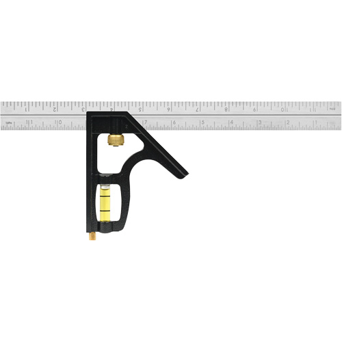 Heavy-Duty Combination Square with Auto-Lock™ Blade, 12" L, 1/8"/1/16"/1/32" Graduations, Stainless Steel