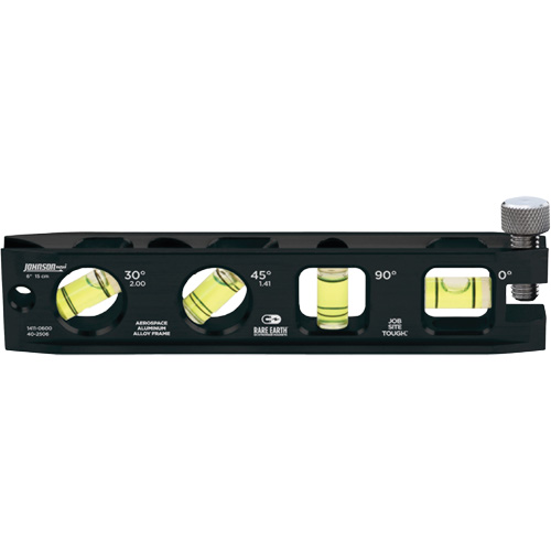 Billet Torpedo Level, 6" L, Aluminum, 4 Vials, Magnetic
