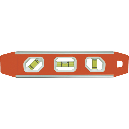 Reinforced Torpedo Level, 9" L, Aluminum, 3 Vials, Magnetic