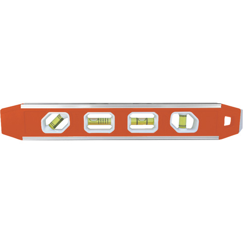 Reinforced Torpedo Level, 12" L, Aluminum, 4 Vials, Magnetic