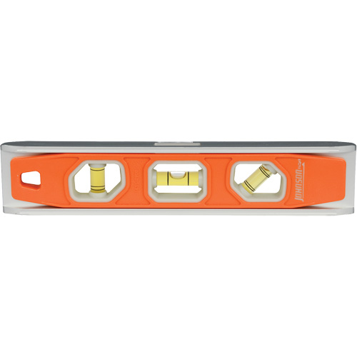 Glo-View® Torpedo Level, 9" L, Aluminum, 3 Vials, Magnetic