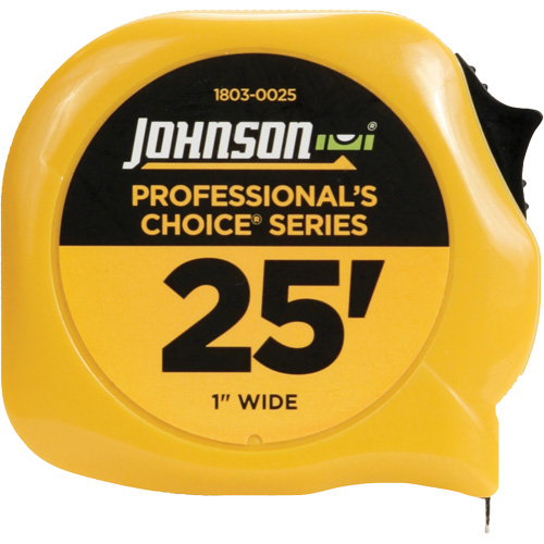 Professional's Choice™ Power Tape with Steel Belt Clip, 1" x 25', 1/16" Graduations