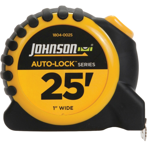 Auto-Lock™ Power Tape with Steel Belt Clip, 1" x 25', 1/16" Graduations