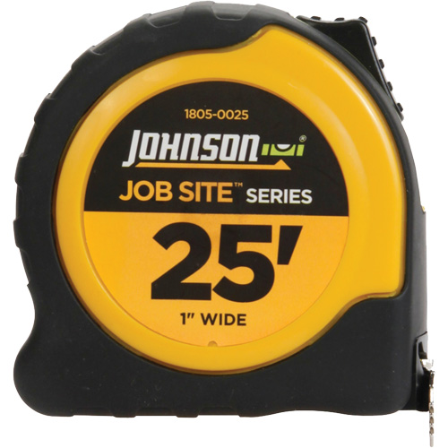 Job Site™ Power Tape with Steel Belt Clip, 1" x 25', 1/16" Graduations