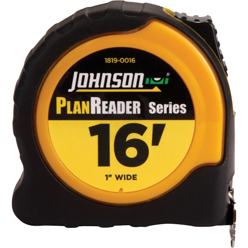 Plan Reader Power Tape with Steel Belt Clip, 1" x 16', 1/16" Graduations