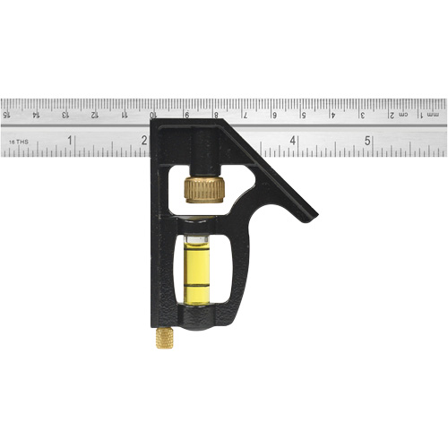 Heavy-Duty Inch/Metric Combination Square, 6" L, 1/8"/1/16"/1/32" Graduations, Stainless Steel
