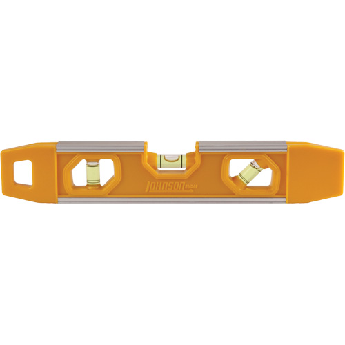 V-Groove Top-Read Torpedo Level, 9" L, Aluminum, 3 Vials, Magnetic