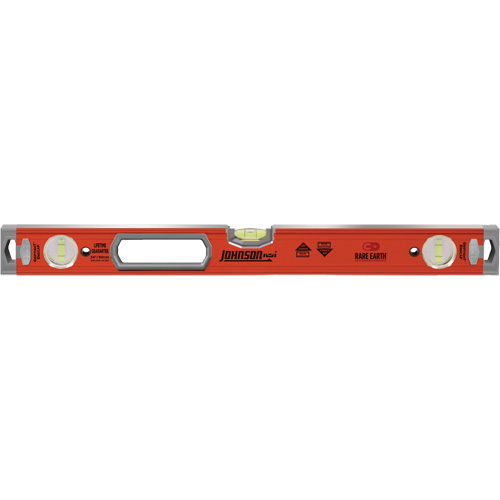 Heavy-Duty Box Level, Box, 2' L, Aluminum, 3, Magnetic