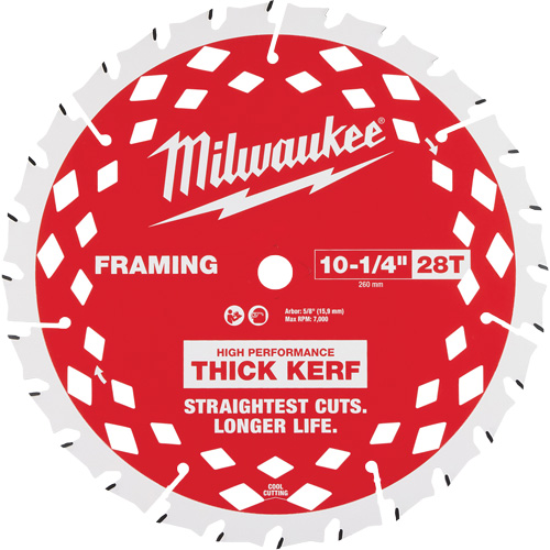 Thick Kerf Framing Circular Saw Blade, 10-1/4", 28 Teeth, Wood Use